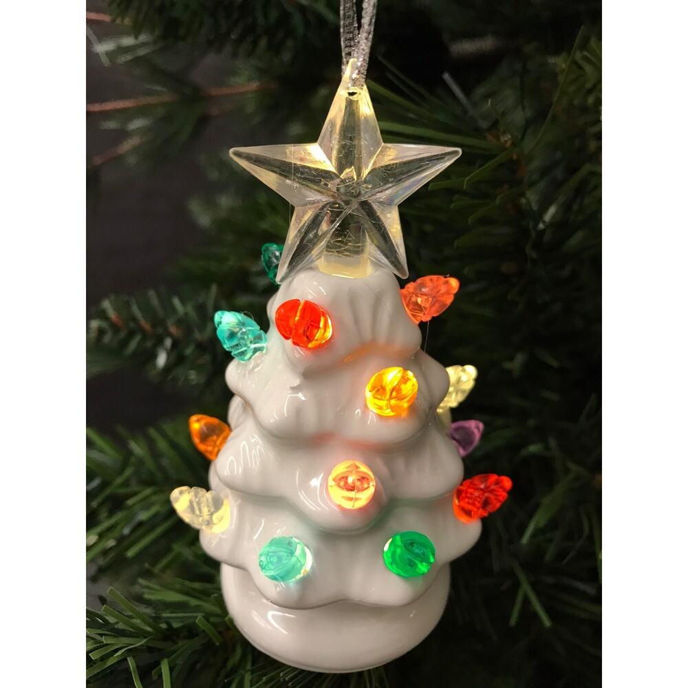 White LED Light Up Christmas Tree Ornament - Christmas Tree Nostalgic NEW